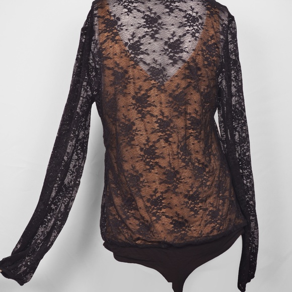 Aqua Capsule Black Lace Long Sleeve Bodysuit (L) - Picture 5 of 6